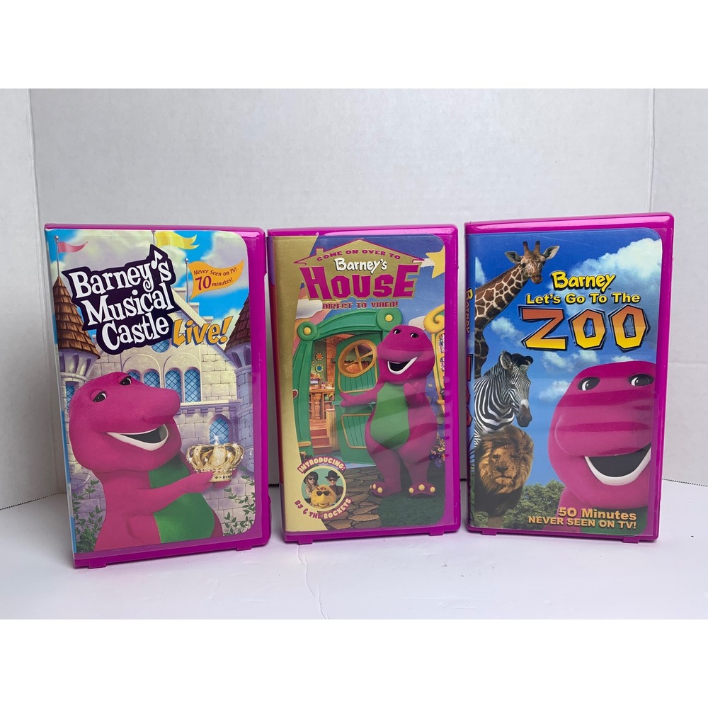 Vintage 80s Barney VHS 3 Tapes Original Clamshell Case Preloved Zoo Castle House